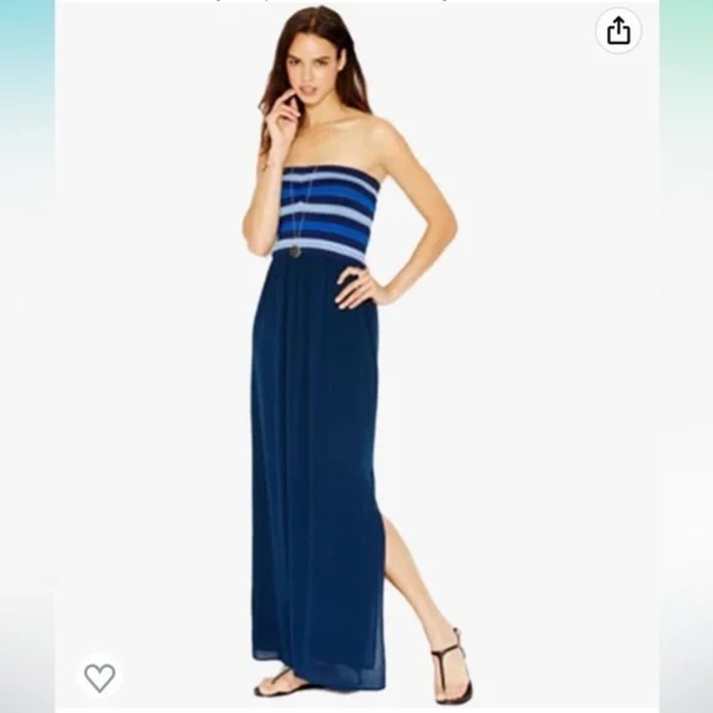 Elegant Navy Blue Strapless Dress